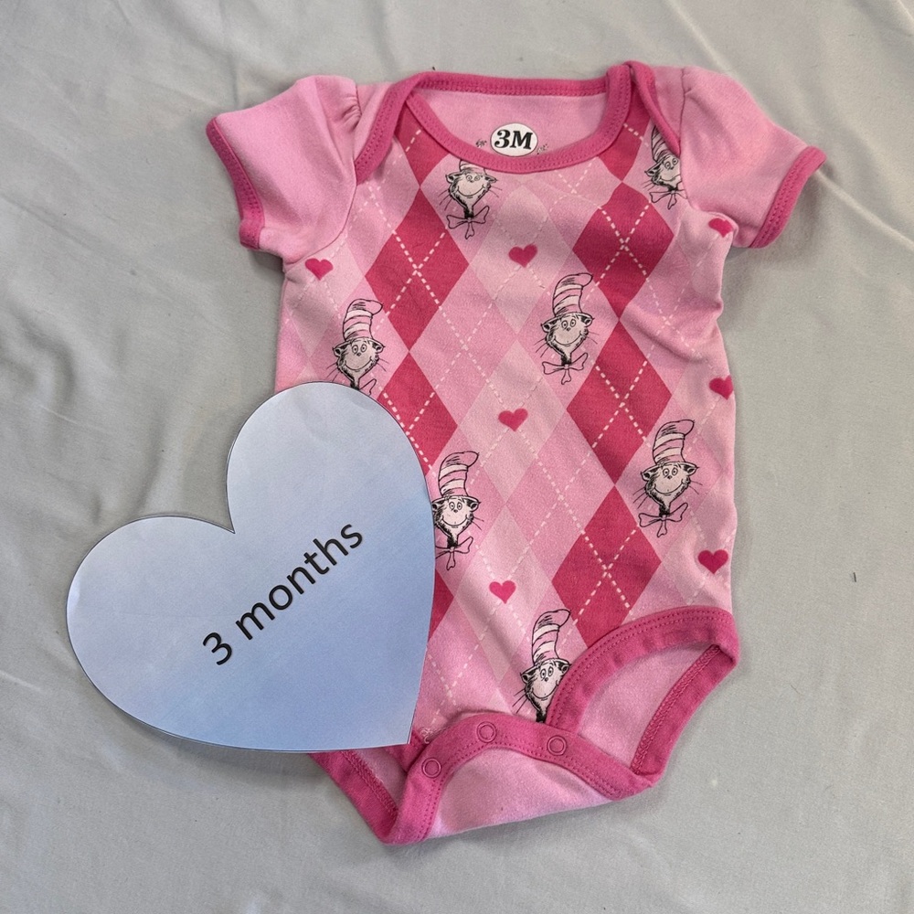 Dr. Seuss -  Pink Argyle Kids One Piece Onesie/Top